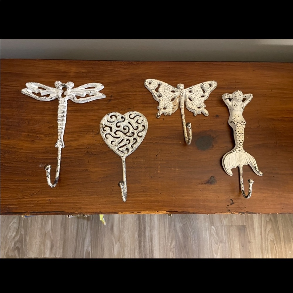 Four Rustic Wall Hooks